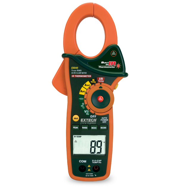 Extech EX840 : Pince ampèremétrique/Multimètre numérique True RMS CA/CC 1  000 A + Thermomètre IR